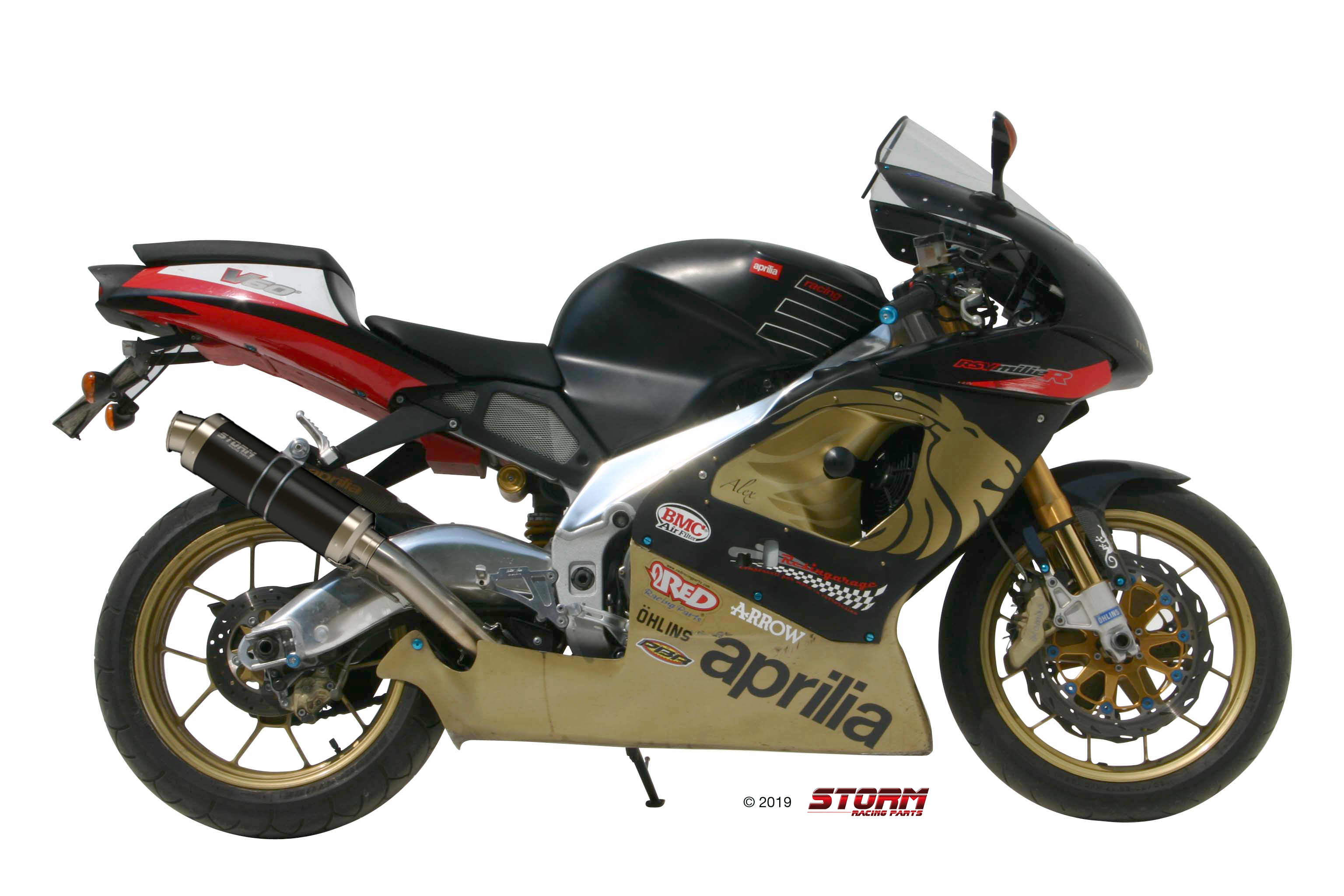 Scarico APRILIA RSV 1000 Storm Gp Inox Nero A.001.LXSB