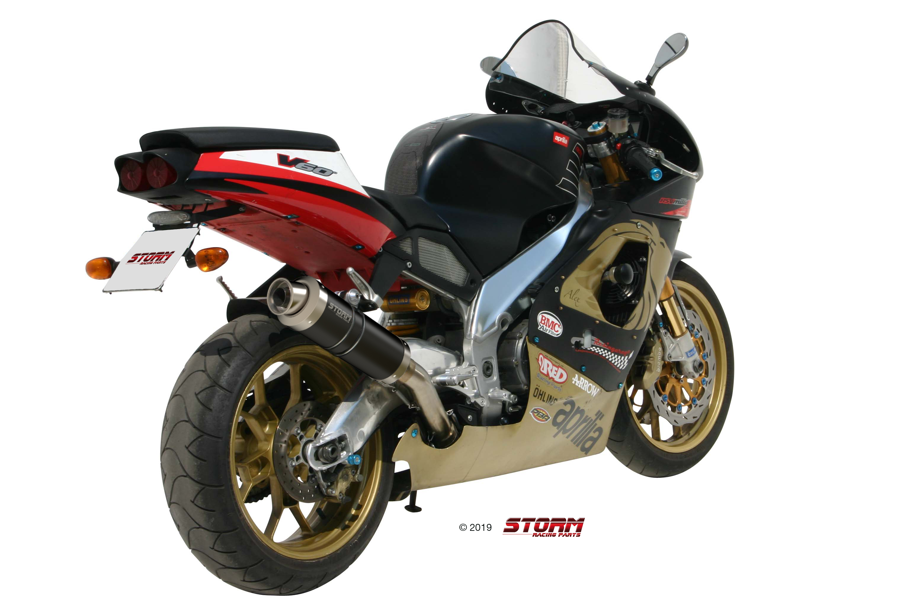 Scarico APRILIA RSV 1000 Storm Gp Inox Nero A.001.LXSB