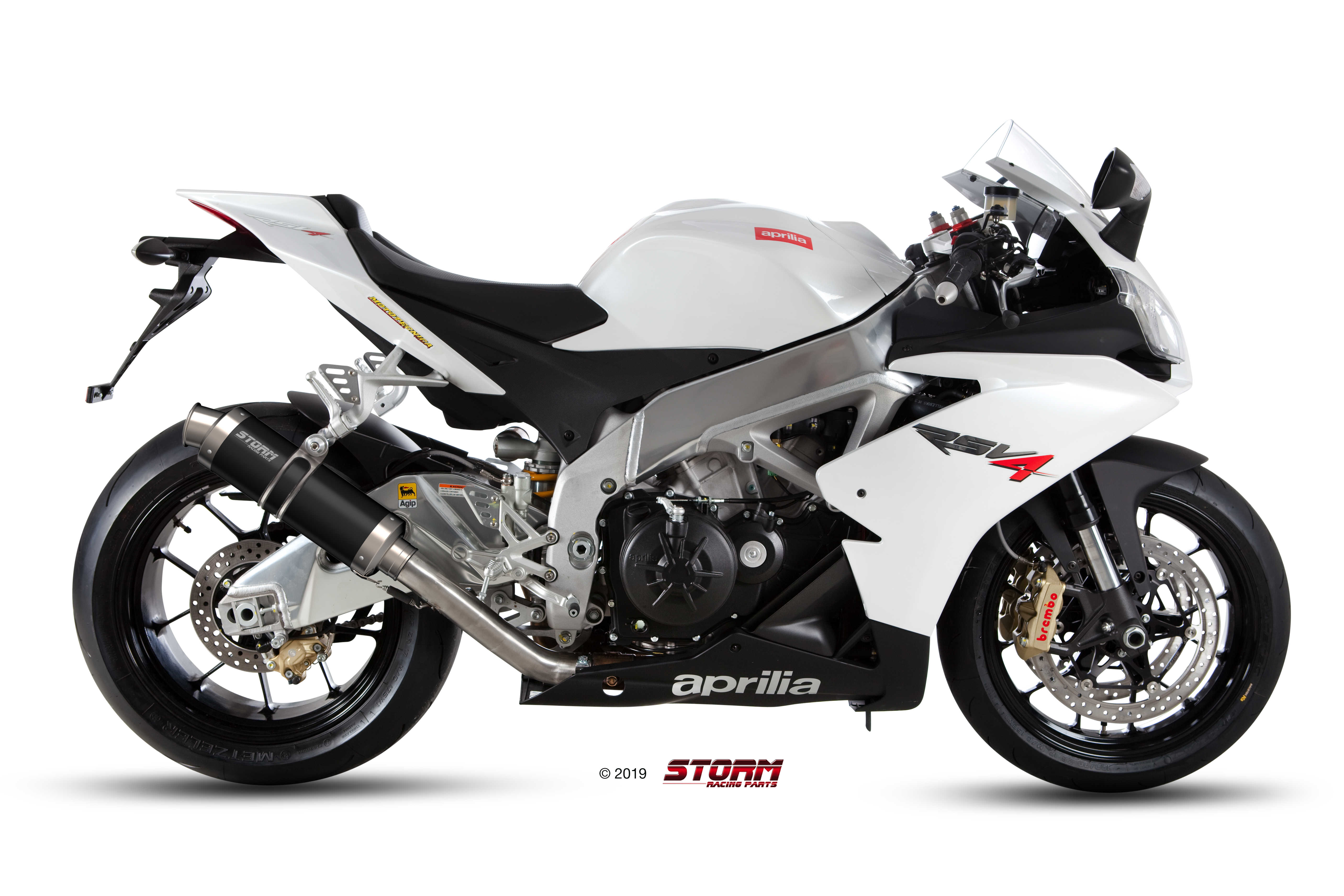 APRILIA RSV4 Exhaust Storm Gp Black stainless steel A.008.LXSB