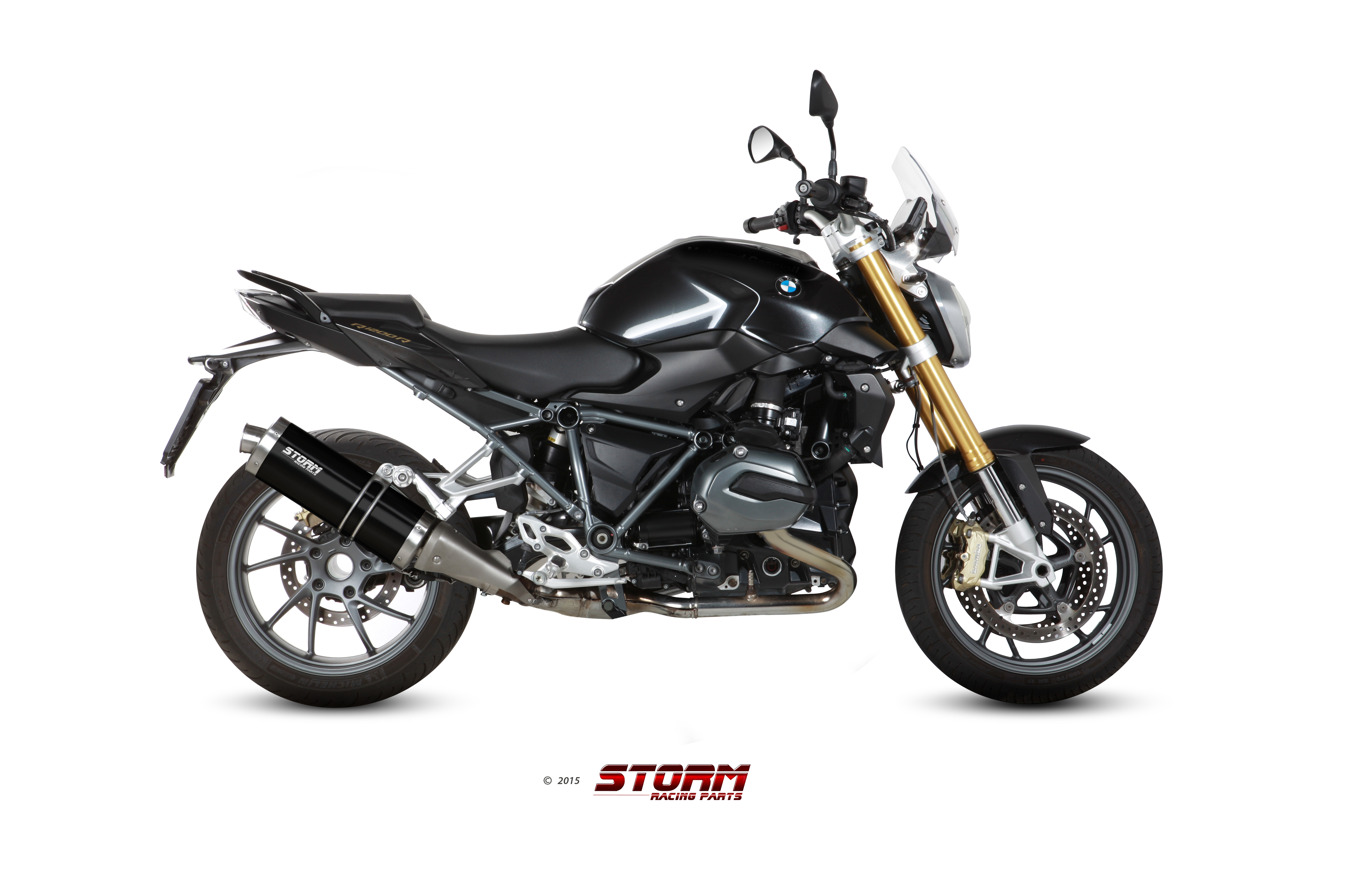BMW R 1200 R / RS Exhaust Storm Oval Black stainless steel B.026.LX2B