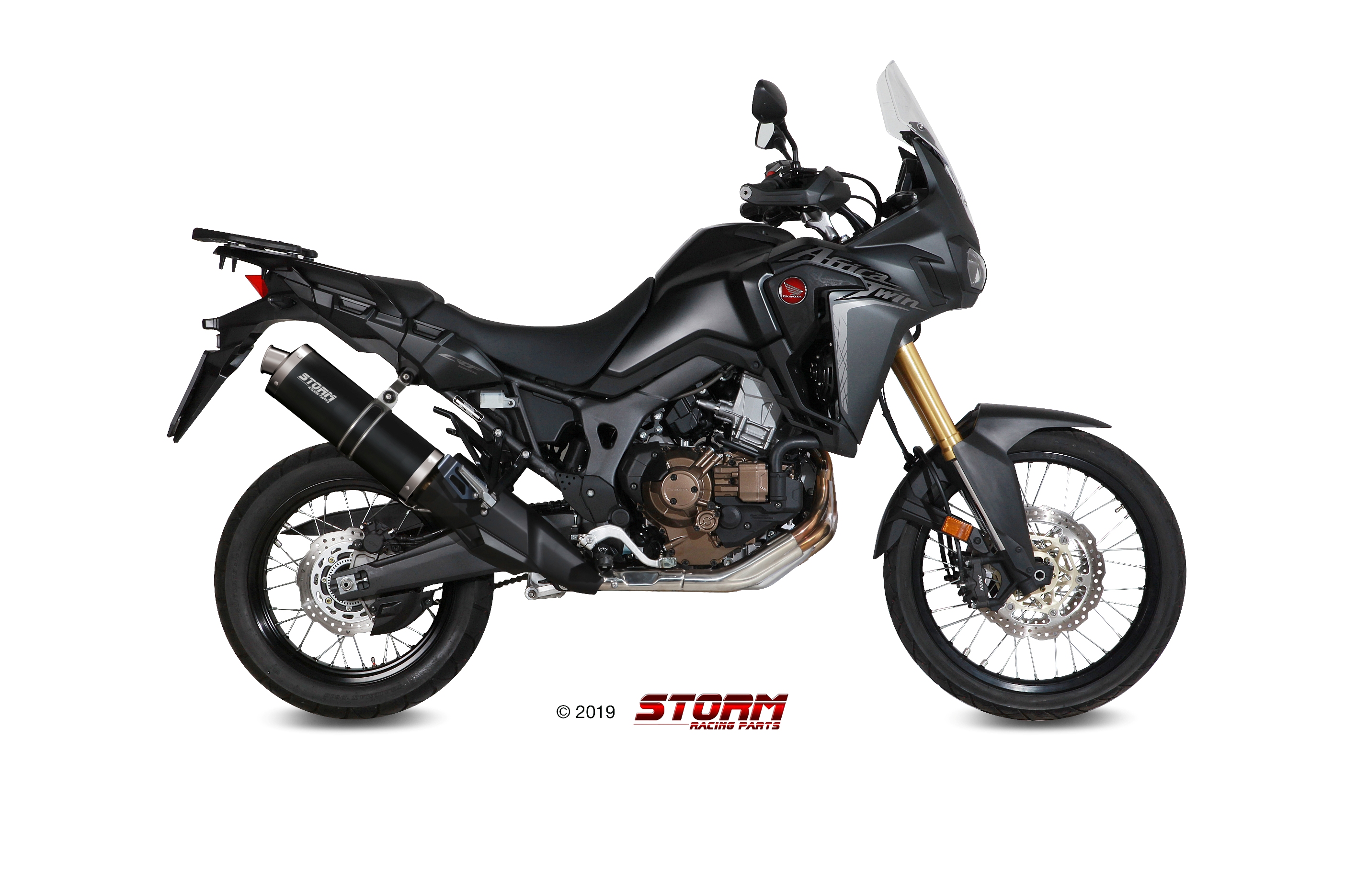 Scarico HONDA CRF 1000 L AFRICA TWIN Storm Oval Inox Nero H.059.LX2B