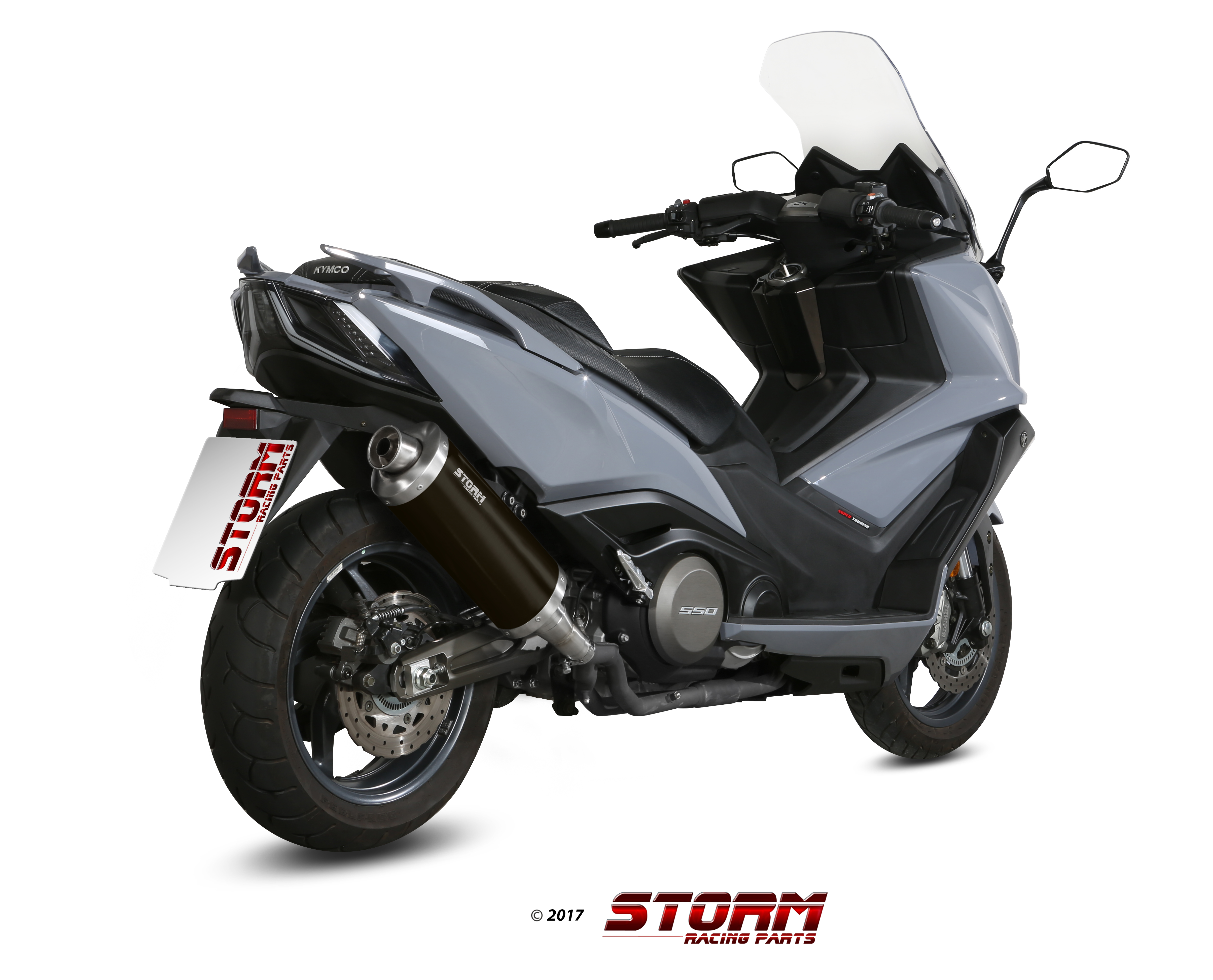 KYMCO AK 550 Exhaust Storm Oval Black stainless steel O.008.LX2B