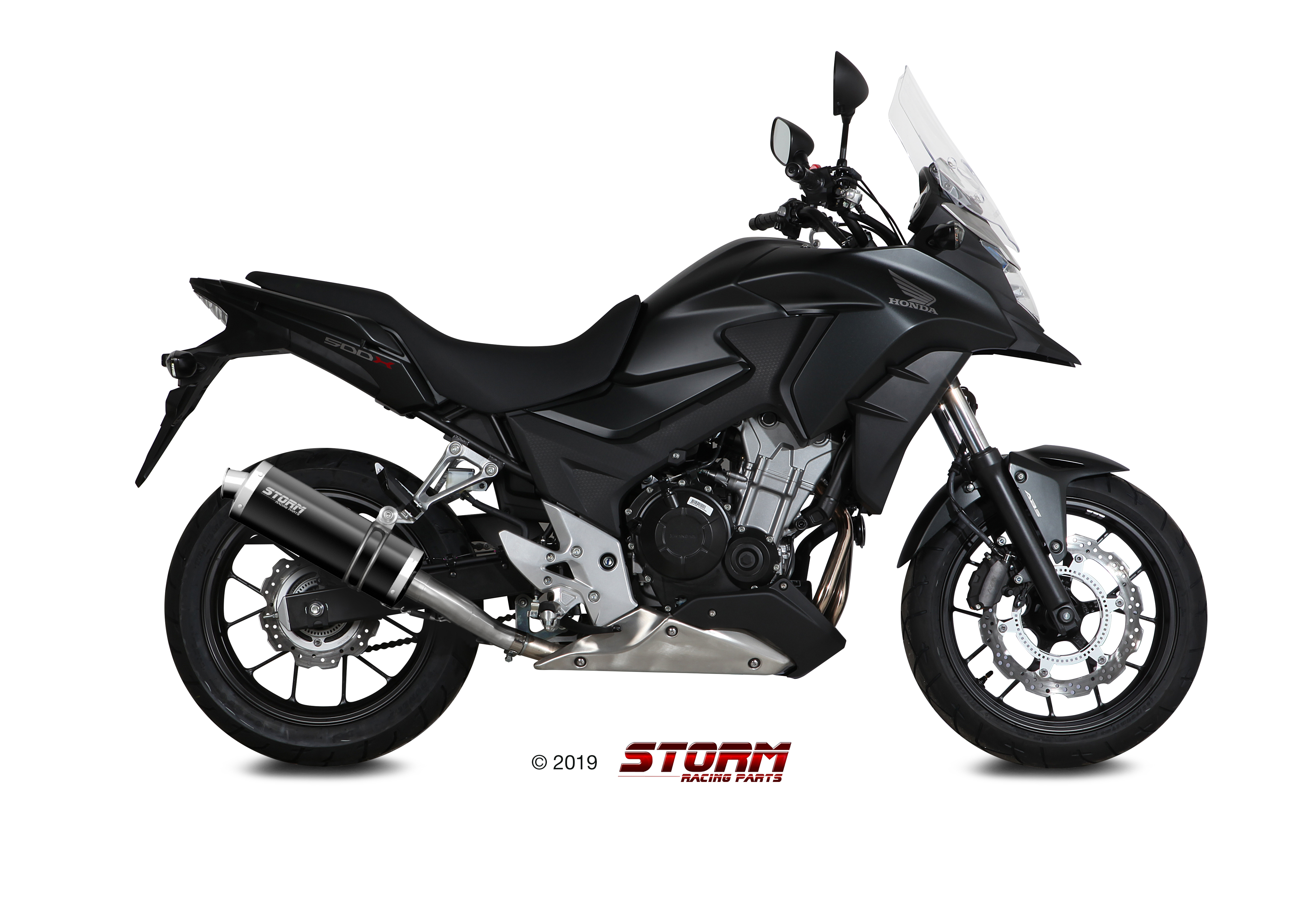 Scarico Honda CB 500 X Storm Oval Inox negro H.061.LX1B