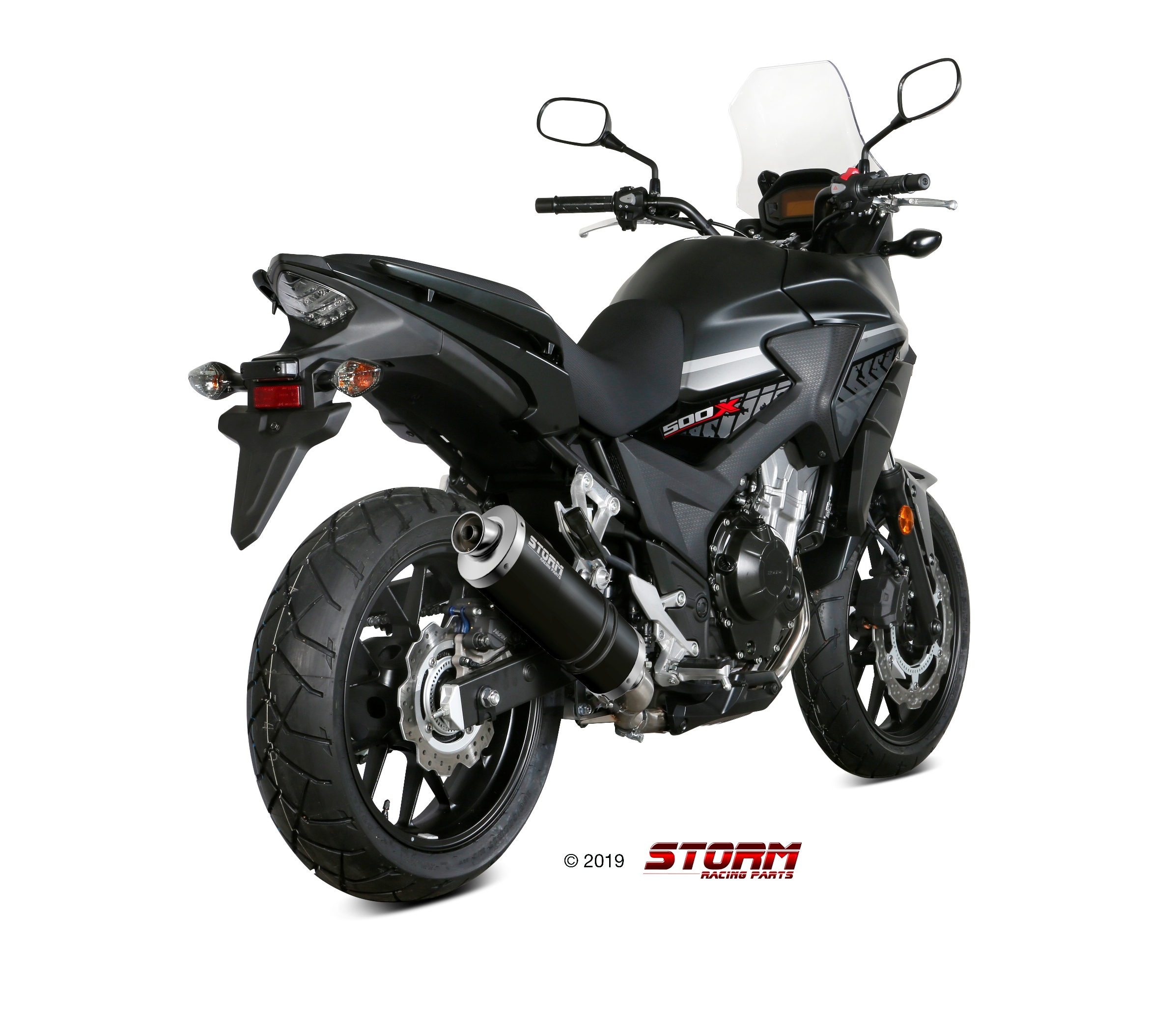 Scarico HONDA CB 500 X Storm Oval Inox Nero H.067.LX1B