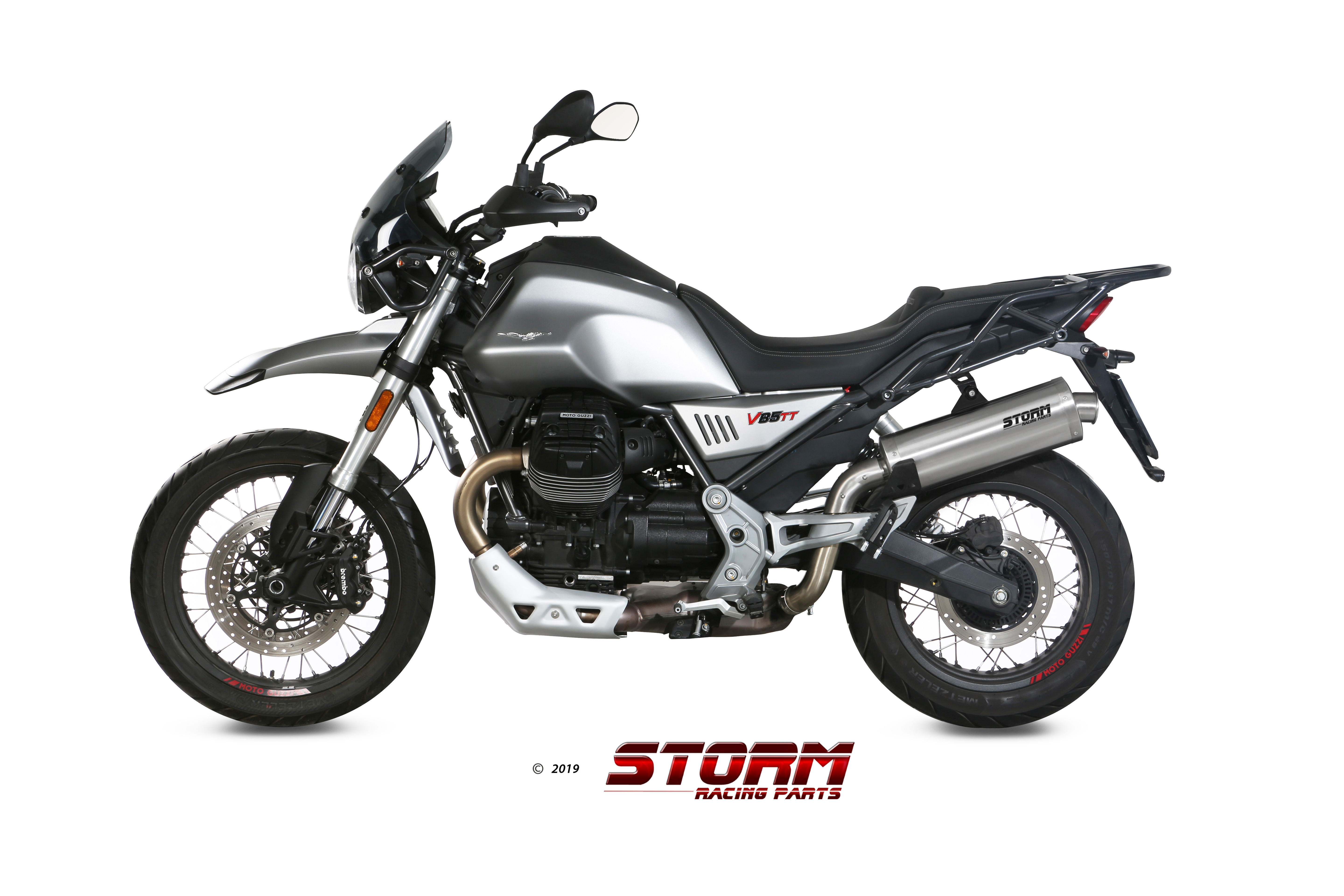 Scarico MOTO GUZZI V85 TT Storm Oval Inox M.013.LX2